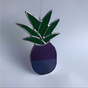Lilikoi Art Studio Purple Pineapple Stained Glass Sun catcher